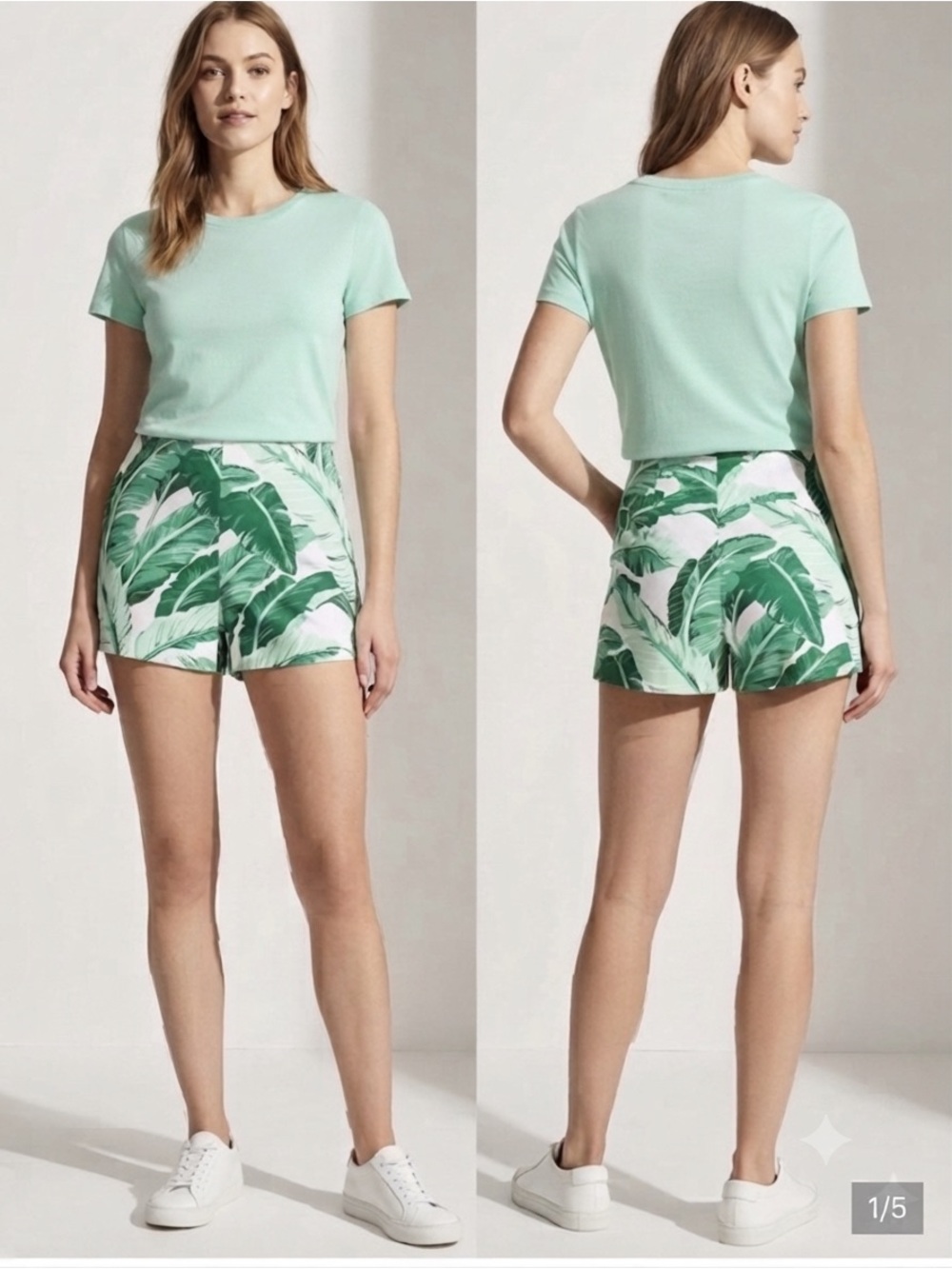 Old Navy Green Leaf Print Women's Shorts